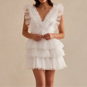 White Tiered Tulle Dress